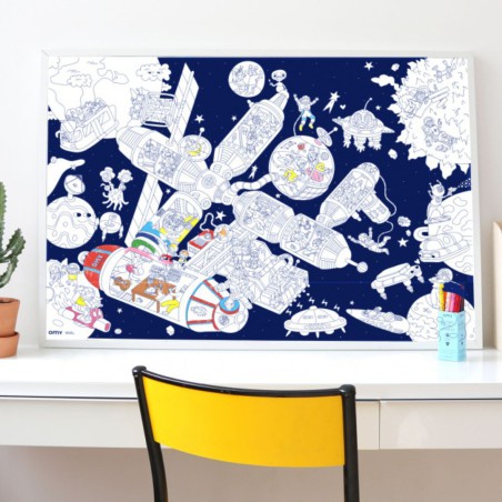 Omy - Poster géant à colorier Space Station