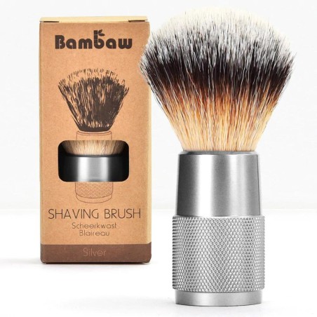Blaireau de rasage manche en métal Silver - Bambaw