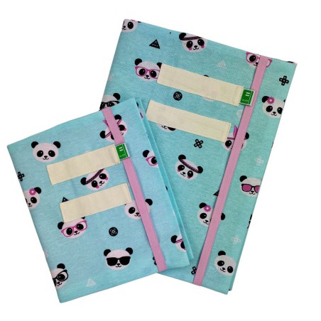 Vlop protège cahier en tissu pandas
