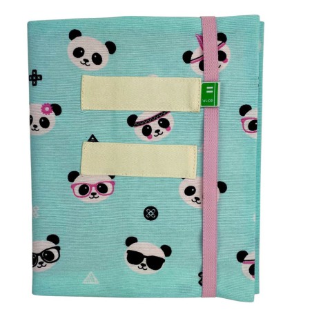 Vlop protège cahier en tissu pandas