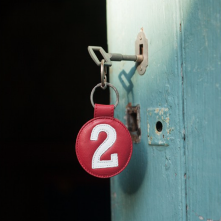 Porte clefs en cuir Entre 2 Rétros  rouge