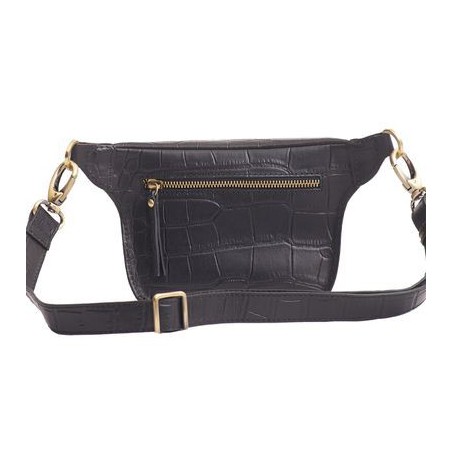 O My Bag - Beck's Croco Noir - Sac banane en cuir