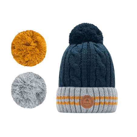 Cabaïa - Bonnet + 3 pompons - Creamy Gin New Navy Mustard