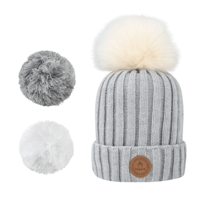 Cabaïa - Bonnet + 3 pompons - Kir Royal Light Grey