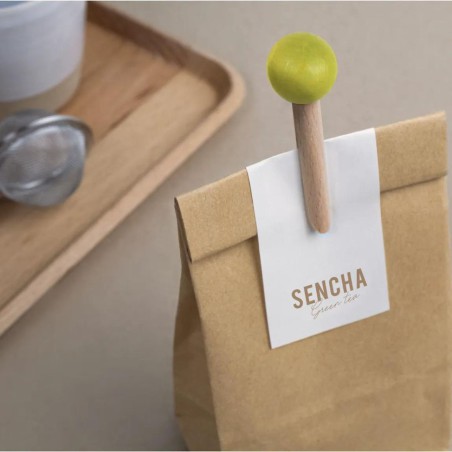 Pince à sachet en bois vert anis - tout simplement,