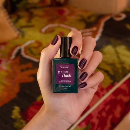 Vernis Semi-Permanent GREEN Flash Manucurist - Aubergine 12 Free, Vegan