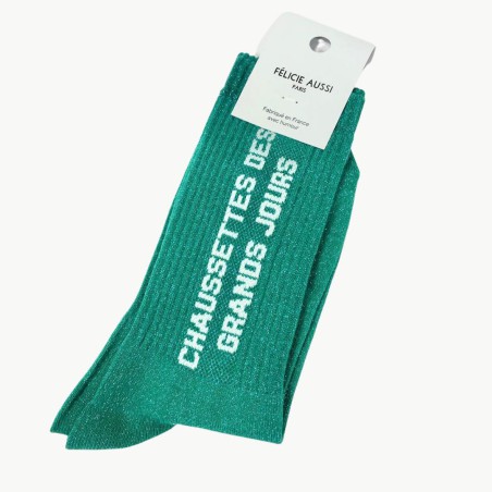 Félicie Aussi - Chaussettes Paillettes Des Grands Jours Vert