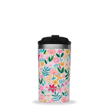 Travel Mug Flora Rose 300 ml - Qwetch, boisson chaude en sécurité