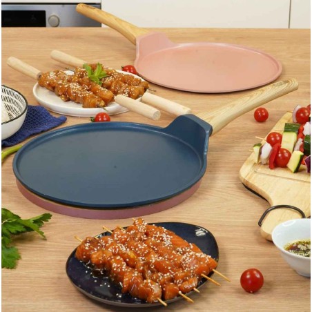 Poêle Plancha 28 cm Cookut - Rose Guimauve, pour crêpes et grillades