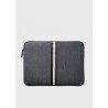 Entre 2 Rétros Pochette ordinateur 15" grise, bandes noire/blanche/vin