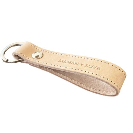 Marcel & Lily - Porte-clés en cuir naturel - Maman Love