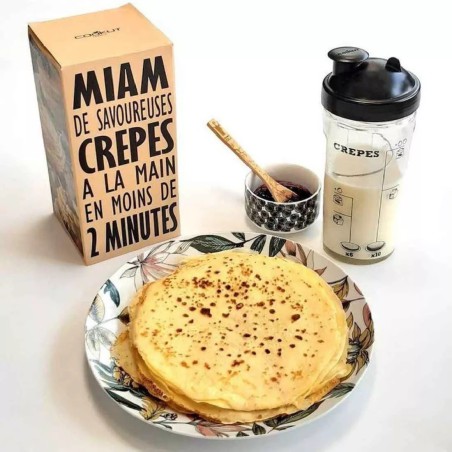 Shaker à crêpes Miam Cookut – Recettes imprimées & zéro grumeaux