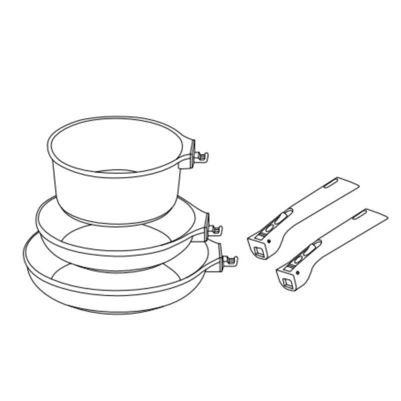 Trio Poêles + Casserole Cookut – Noir Graphite | Poignées amovibles, sans PFAS, four & induction 