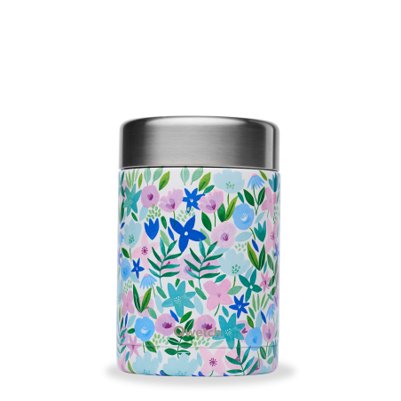Boîte repas isotherme Flora Blue 600ml Qwetch - Chaud 5h, Froid 7h