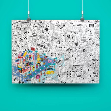 Poster géant et stickers - Surf & Skate - Omy