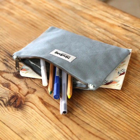 Petite pochette zippée en coton bio GOTS – Idéale pour accessoires