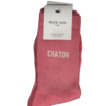 Félicie Aussi - Chaussettes Chaton Rose Chine