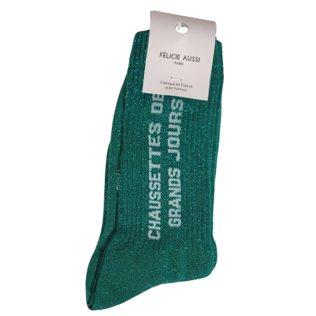 Félicie Aussi - Chaussettes Paillettes Des Grands Jours Vert