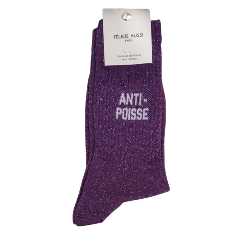 Félicie Aussi - Chaussettes Anti-Poisse Paillettes Violet