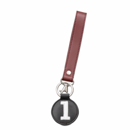 Porte clefs en cuir de couleur brun et noir Entre 2 Rétros