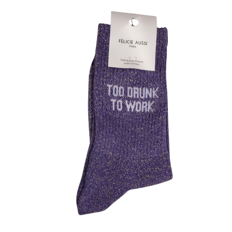 Félicie Aussi - Chaussettes Paillettes "Too Drunk to Work" - Fabriquées en France
