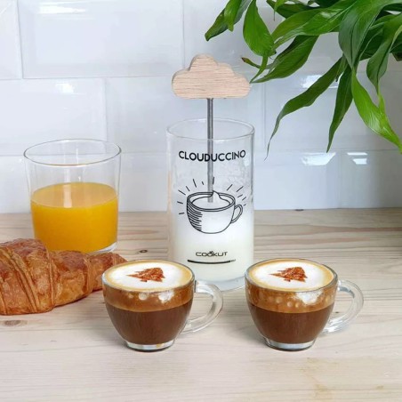 Cookut - Kit Barista : Mousseur à Lait Écologique & Recettes