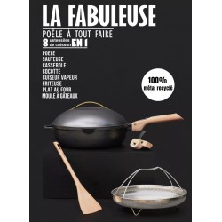 La Fabuleuse Cookut – Poêle multifonction 28 cm – Noir météore | 8 fonctions, couvercle auto-arrosage, sans PFOA 