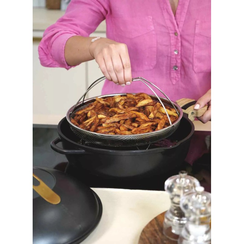 La Fabuleuse Cookut – Poêle multifonction 28 cm – Rose pivoine | 8 fonctions, couvercle auto-arrosage, sans PFOA 