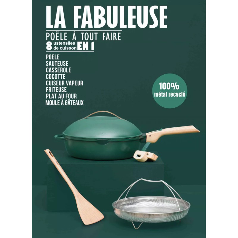 La Fabuleuse Cookut – Poêle multifonction 28 cm – Canopée | 8 fonctions, couvercle auto-arrosage, sans PFOA 
