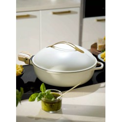 La Fabuleuse Cookut – Poêle multifonction 28 cm – Meringue | 8 fonctions, couvercle auto-arrosage, sans PFOA