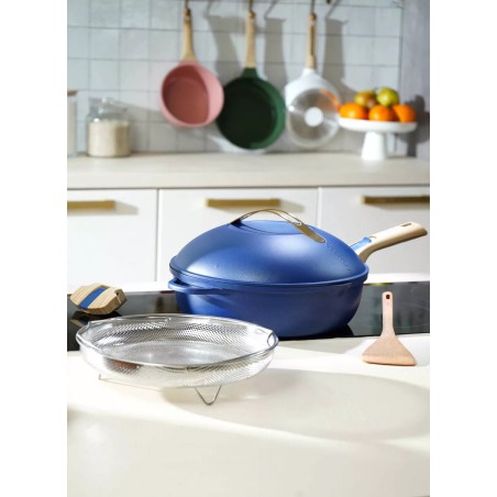 La Fabuleuse Cookut – Poêle multifonction 28 cm – Saphir | 8 fonctions, couvercle auto-arrosage, sans PFOA