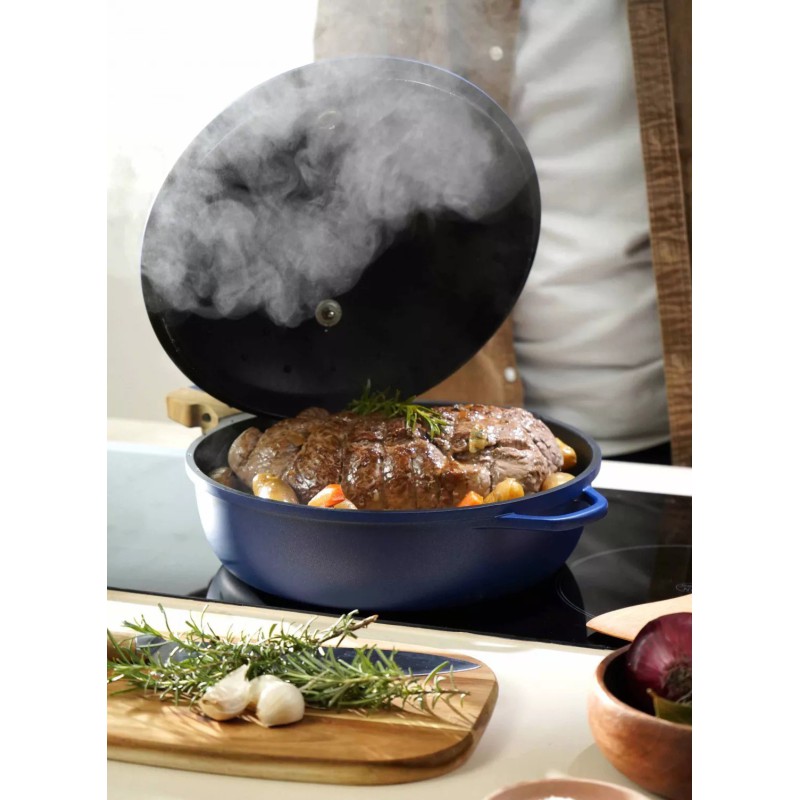 La Fabuleuse Cookut – Poêle multifonction 28 cm – Saphir | 8 fonctions, couvercle auto-arrosage, sans PFOA 