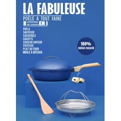 La Fabuleuse Cookut – Poêle multifonction 28 cm – Saphir | 8 fonctions, couvercle auto-arrosage, sans PFOA 