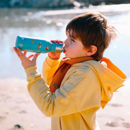 Gourde isotherme enfant Honolulu Bleu acier 350 ml - Qwetch