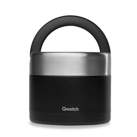 Boîte repas isotherme 850 ml Noir avec poignée - Qwetch
