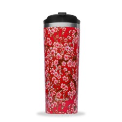 #Mug isotherme rouge 470 ml
#Motif fleurs élégant
#Maintien chaud 6h et froid 12h
#Mug de voyage Qwetch
