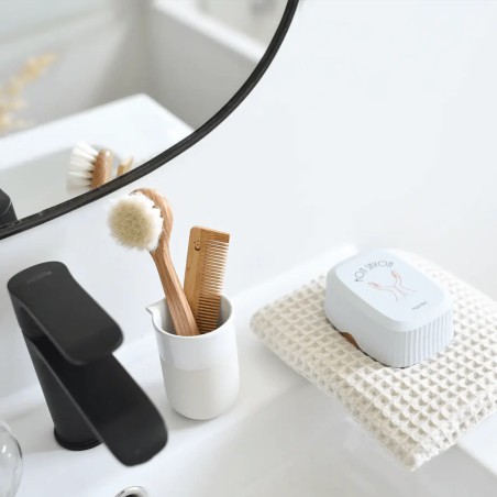 Boîte à savon gris bleuté "mon savon" - Mamik