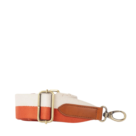 *O My Bag -  Striped Webbing Strap - Copper & White / Cognac Classic Leather