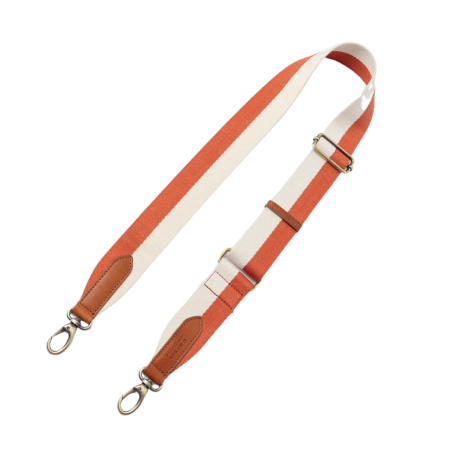 *O My Bag -  Striped Webbing Strap - Copper & White / Cognac Classic Leather