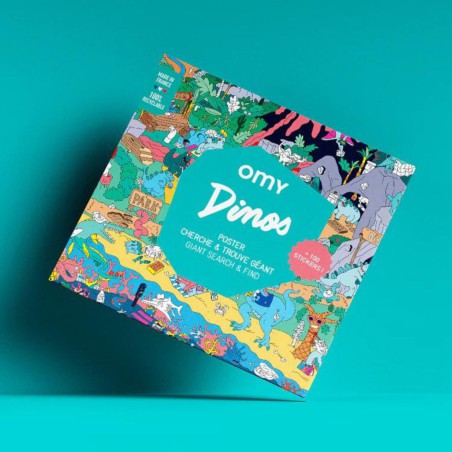 Omy - Poster et Stickers - Dinos - cherche & trouve