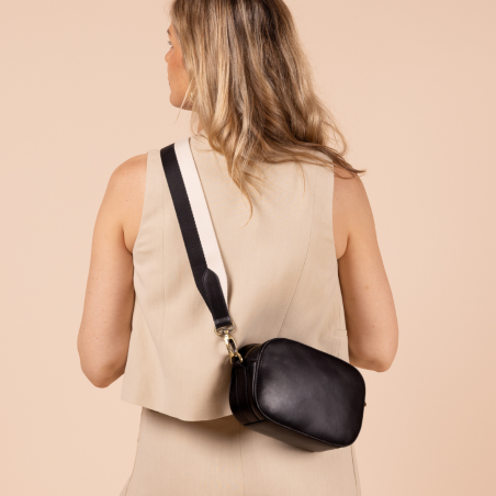 Maya O My Bag – Petit sac cuir éthique & sangle rayée