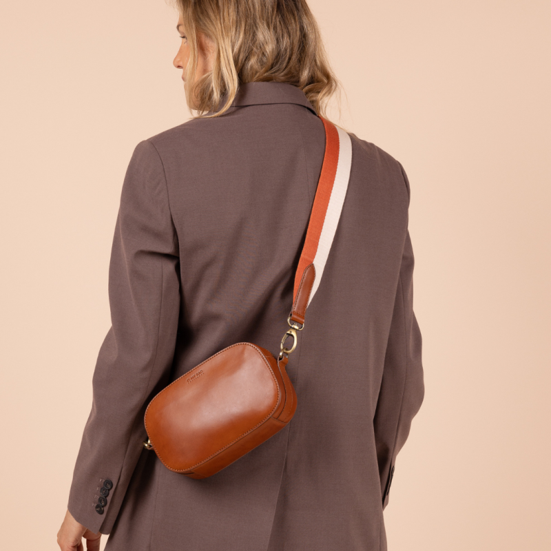 Maya O My Bag – Petit sac cuir éthique & sangle rayée