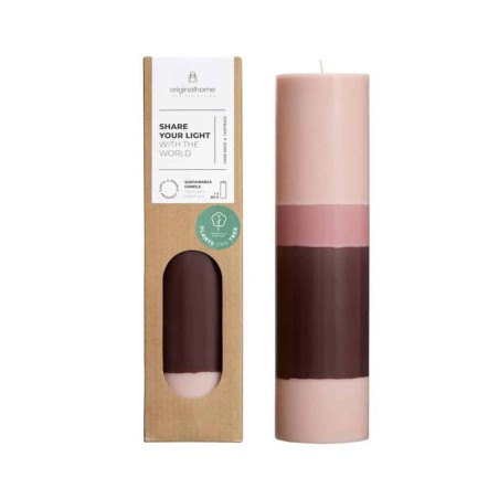 Bougie pilier rayée Dusty Rose - Original Home