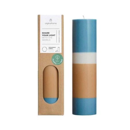 Bougie Pilier Rayée Ocean - Naturelle & Artisanale | Original Home