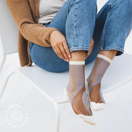 Chaussettes transparentes Antelope Canyon Beige - Atelier Saint-Eustache