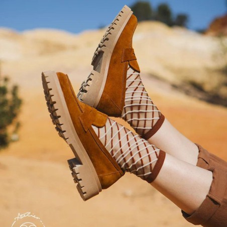 Chaussette transparente Brooklyn Bridge Brune - Atelier Saint-Eustache