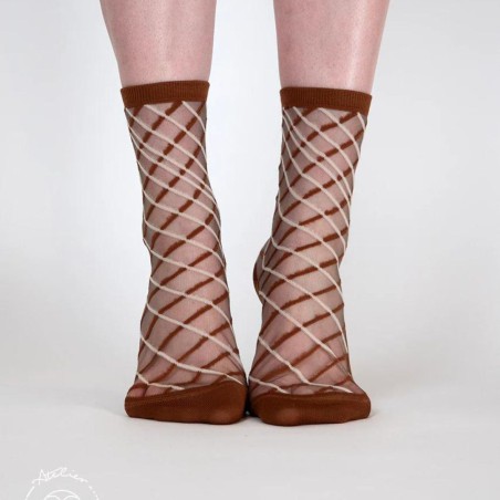 Chaussette transparente Brooklyn Bridge Brune - Atelier Saint-Eustache