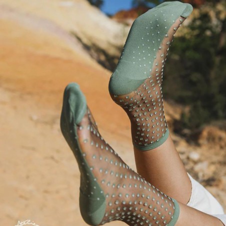 Chaussettes transparentes Crescent Dunes Sauge - Atelier Saint-Eustache