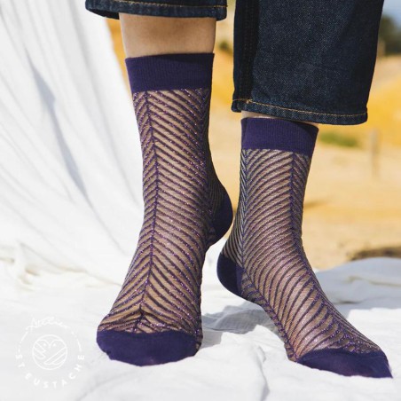 Chaussettes transparentes Sapin Violet - Atelier Saint-Eustache