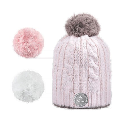 Cabaïa - Bonnet + 3 pompons - Creamy Gin Light Pink polar